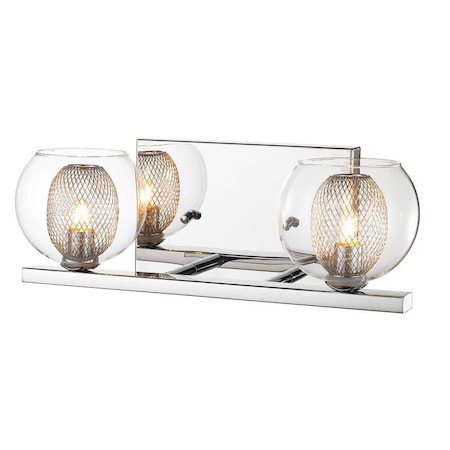 Z-Lite Auge 2 Light Vanity, Chrome & Clear + Mesh 905-2V